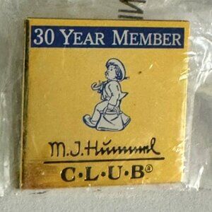 New M.J. Hummel Club 30 Year Member Award Lapel Pin- Logo & Signature- Sealed